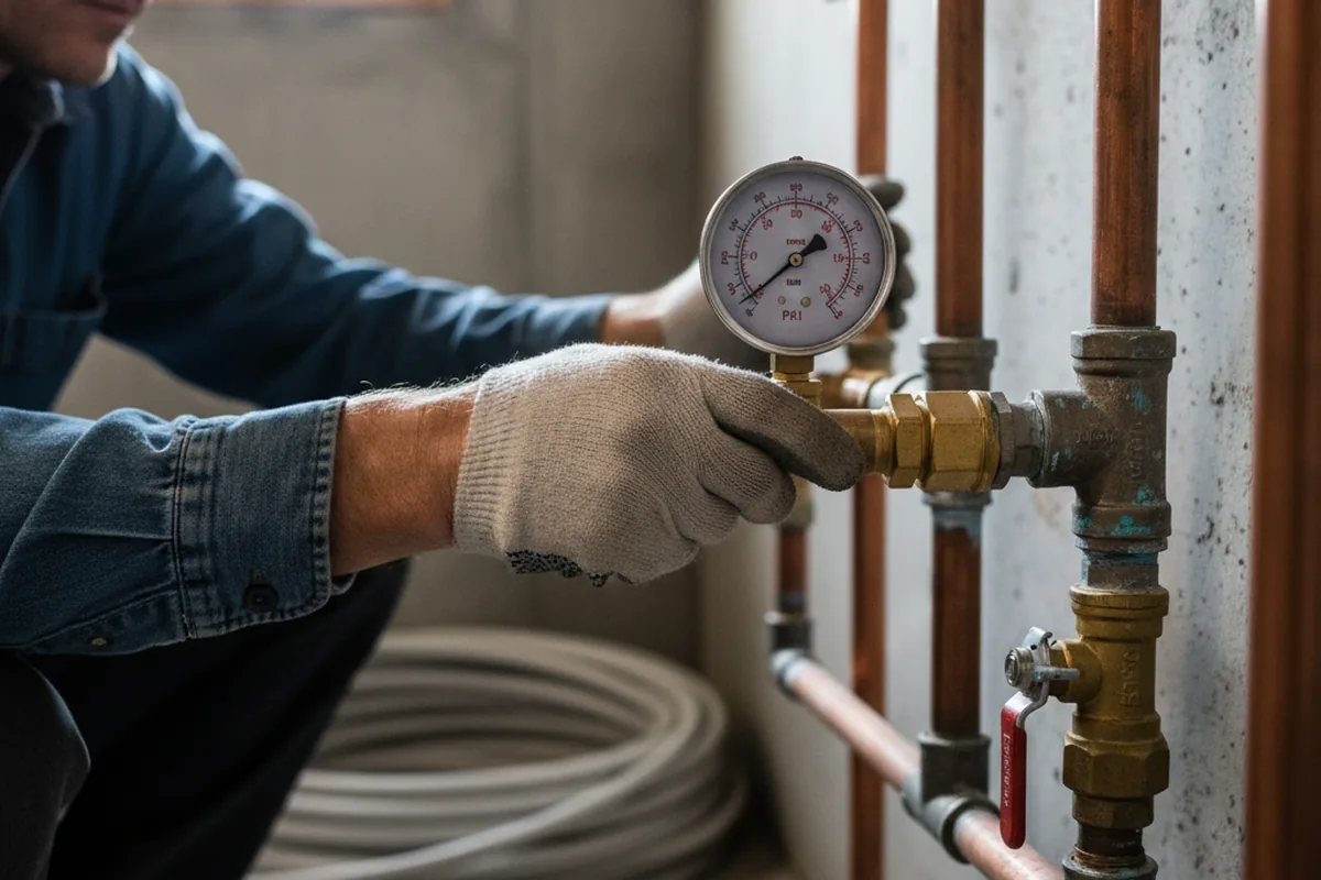 Pressure testing a repaired line during Water Line Repair in Imler